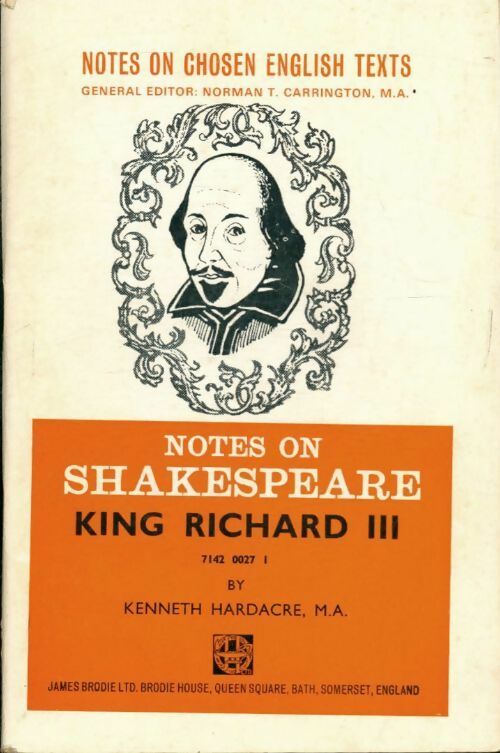 Livrenpoche : Notes on Shakespeare King Richard III - M.A. Hardacre - Livre