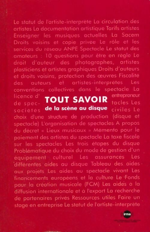 Livrenpoche : Tout savoir de la scène au disque - Irma - Livre