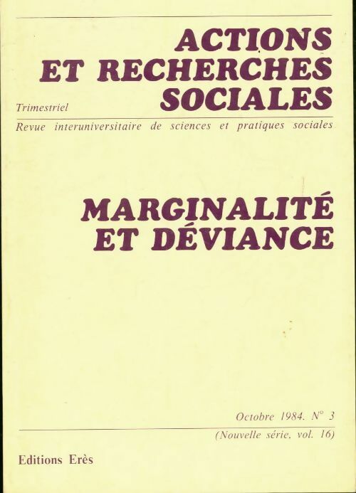 Livrenpoche : Actions et recherches sociales : Marginalité et déviance - Collectif - Livre