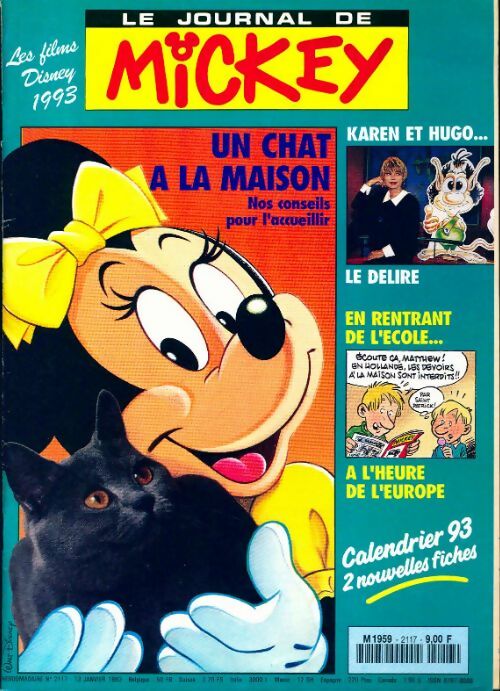 Le journal de Mickey n°2117 : Un chat à la maison - Collectif -  Le journal de Mickey - Livre