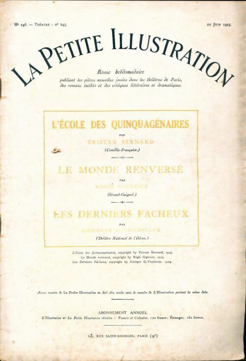 Livrenpoche : La petite illustration n°246 Théâtre n°145 : L'école des quinquagénaires - Collectif - Livre
