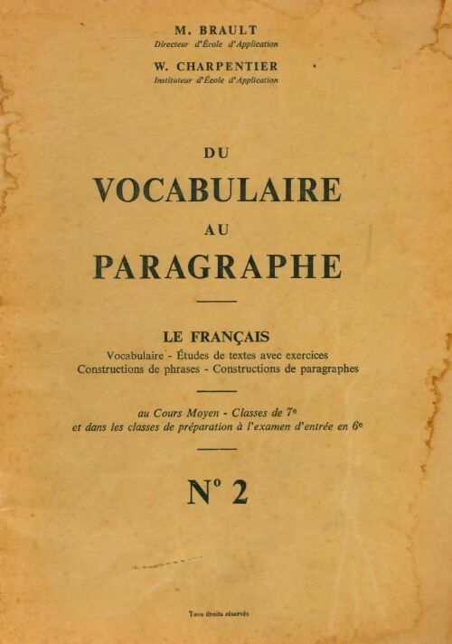 Livrenpoche : Du vocabulaire au paragraphe n°2 - Marcel Brault - Livre