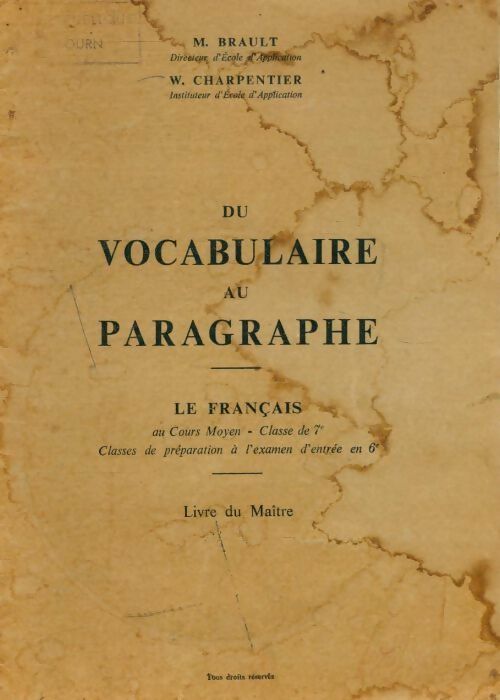 Livrenpoche : Du vocabulaire au paragraphe livre du maître - Marcel Brault - Livre