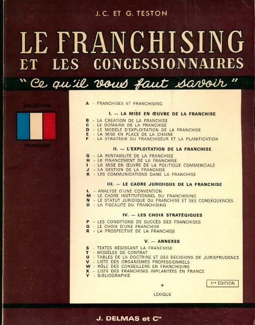 Livrenpoche : Le franchising et les concessionnaires - G. Teston, J.C. Teston - Livre