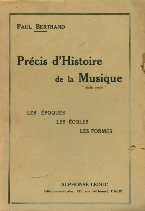 Livrenpoche : Précis d'histoire de la musique - Paul Bertrand - Livre