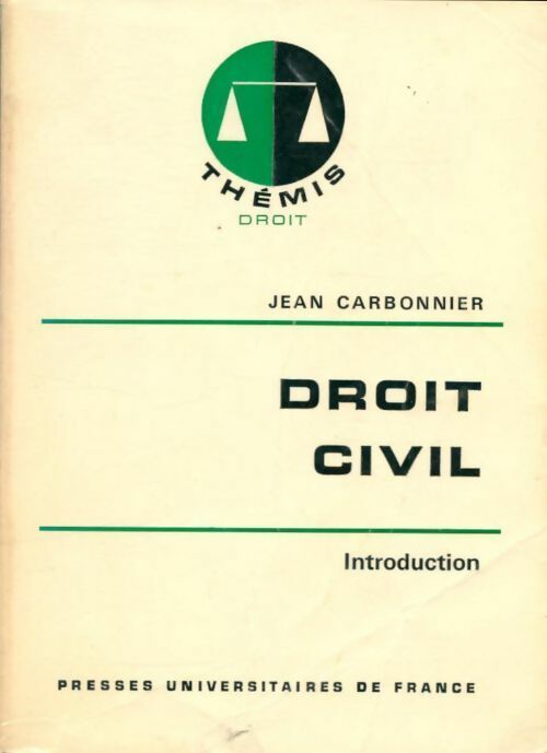 Livrenpoche : Droit civil Tome I : Introduction / Les personnes - Jean Carbonnier - Livre