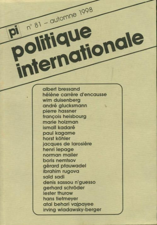 Politique internationale n°81 - Collectif -  Politique internationale - Livre