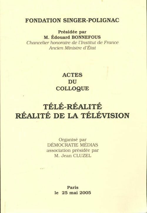 Livrenpoche : Télé-réalité réalité de la télévision - Collectif - Livre