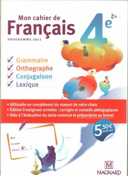Livrenpoche : Mon cahier de français 4e. Edition enseignant - Collectif - Livre