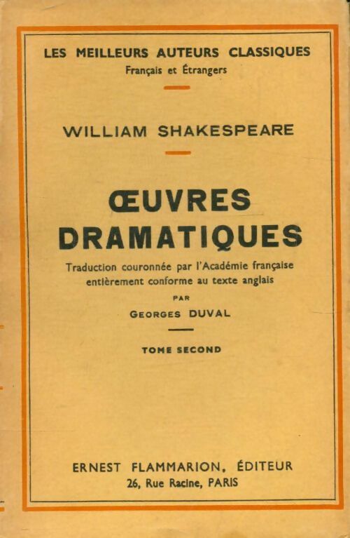 Livrenpoche : Oeuvres dramatiques Tome II - William Shakespeare - Livre