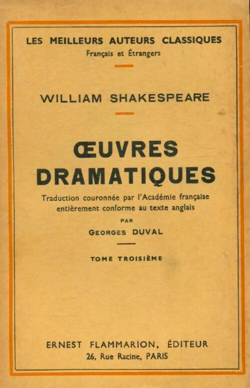 Livrenpoche : Oeuvres dramatiques Tome VI - William Shakespeare - Livre
