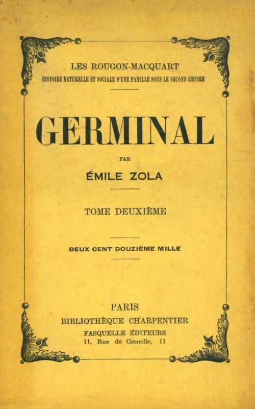 Germinal Tome II - Emile Zola - Livre
