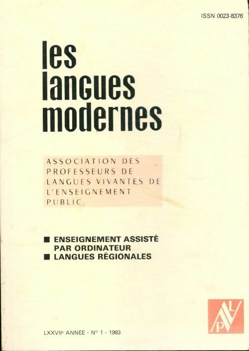 Livrenpoche : Les langues modernes n°1 76e année - Collectif - Livre