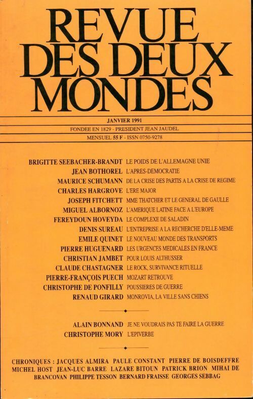 Livrenpoche : Revue des deux mondes janvier 1991 - Collectif - Livre