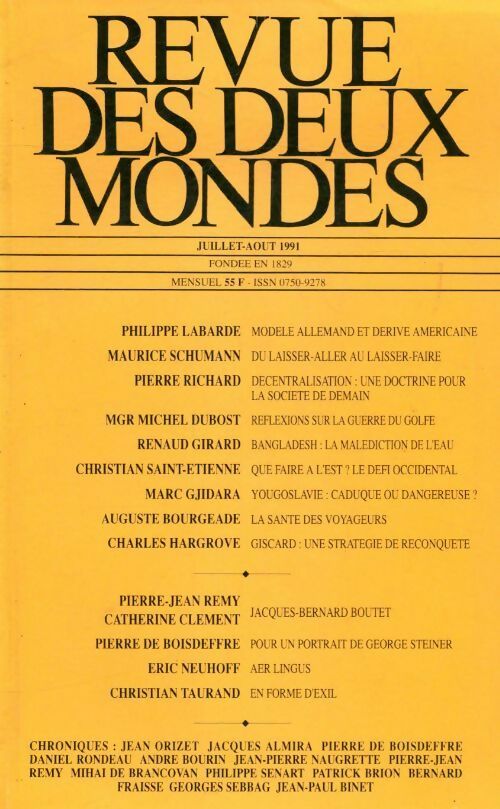Revue des deux mondes juillet/août 1991 - Collectif -  Revue des deux mondes - Livre