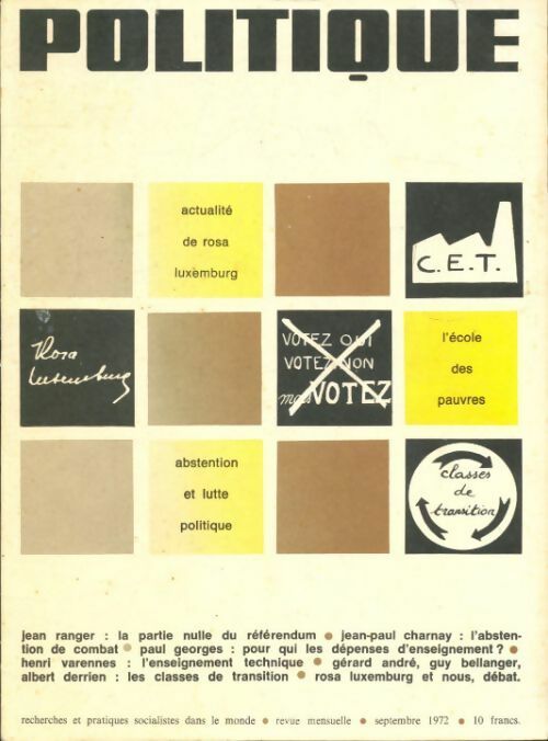 Politique aujourd'hui n°9 1972 : Actualité de Rosa Luxemburg - Collectif -  Politique aujourd'hui - Livre