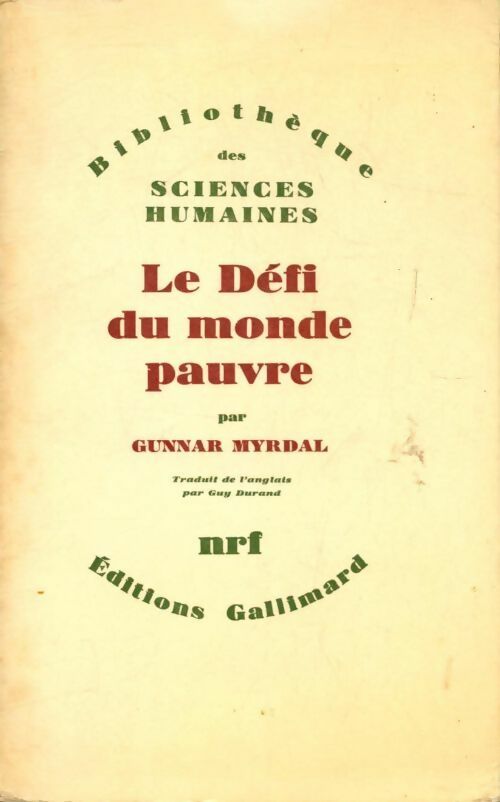 Livrenpoche : Le défi du monde pauvre - Gunnar Myrdal - Livre