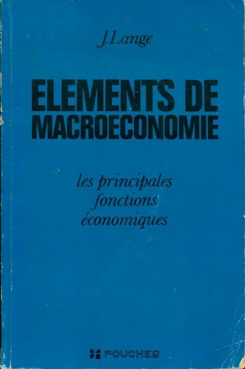 Livrenpoche : Eléments de macroéconomie - Jean Lange - Livre