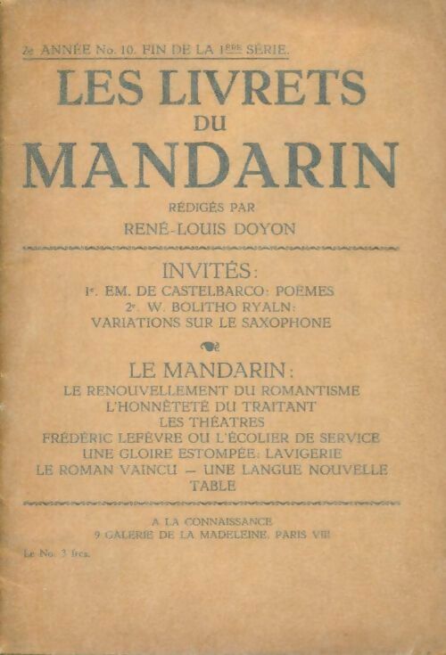 Livrenpoche : Les livrets du mandarin n°10 - Collectif - Livre