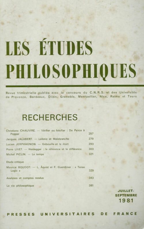 Livrenpoche : Les études philosophiques n°3 1981 - Collectif - Livre