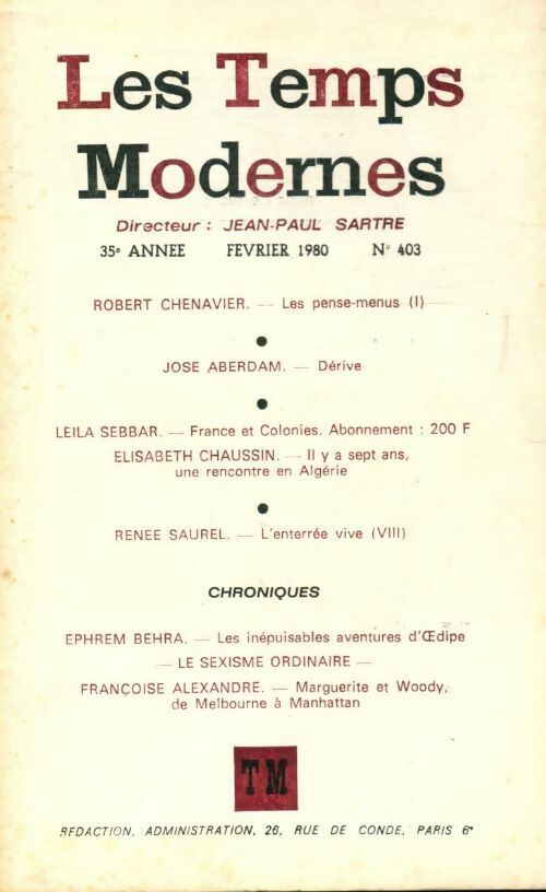 Les Temps Modernes n°403 - Collectif -  Les Temps Modernes - Livre