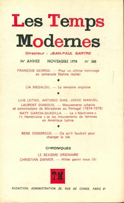 Livrenpoche : Les temps modernes n°388 - Collectif - Livre