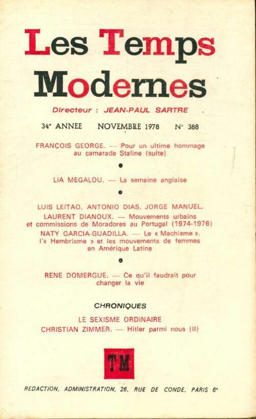 Les temps modernes n°388 - Collectif -  Les Temps Modernes - Livre