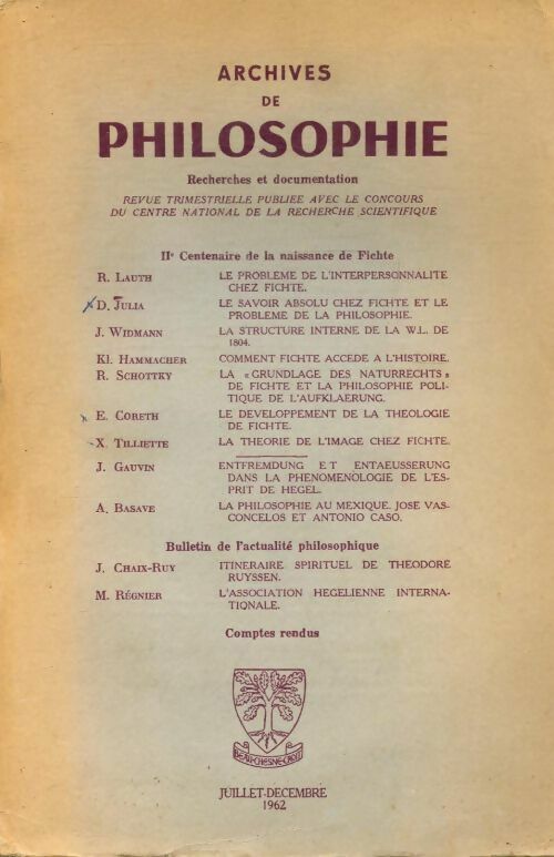 Livrenpoche : Archives de philosophie Tome XXV - Collectif - Livre