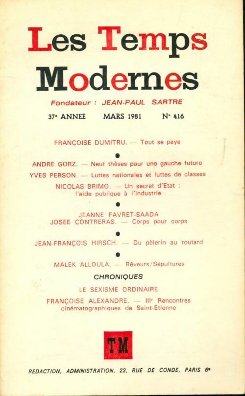 Livrenpoche : Les Temps modernes n°416 - Collectif - Livre
