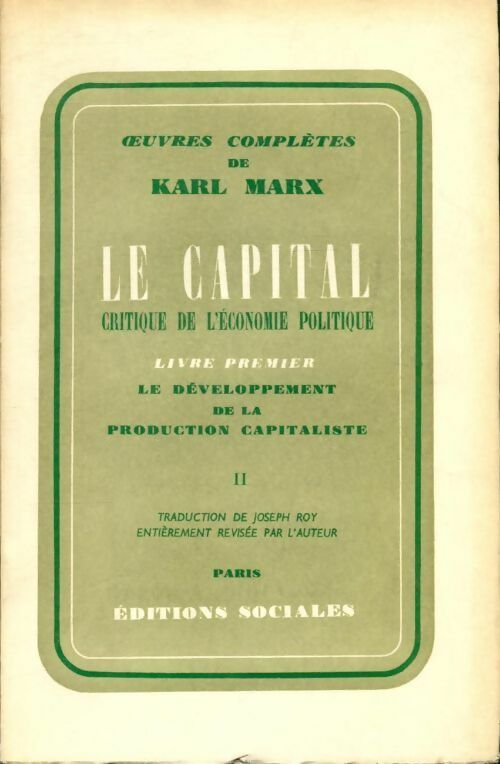 Livrenpoche : Le capital livre premier Tome II - Karl Marx - Livre