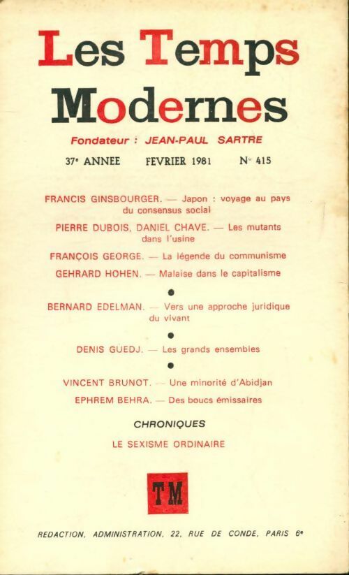 Livrenpoche : Les temps modernes n°415 - Collectif - Livre