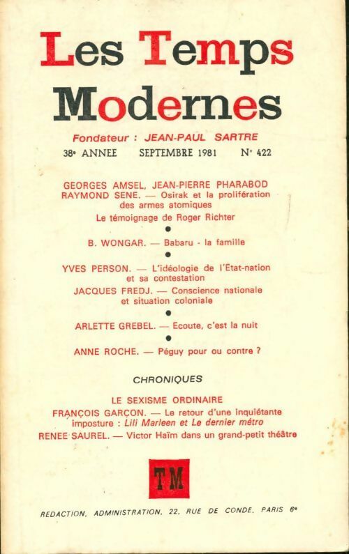 Livrenpoche : Les temps modernes n°422 - Collectif - Livre