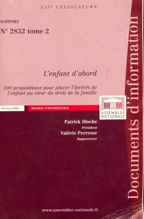 Livrenpoche : Rapport n°2832 : L'enfant d'abord - Collectif - Livre