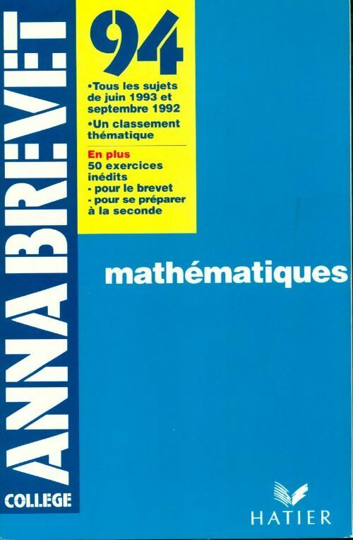 Livrenpoche : Mathématiques brevet 1994 - Collectif - Livre
