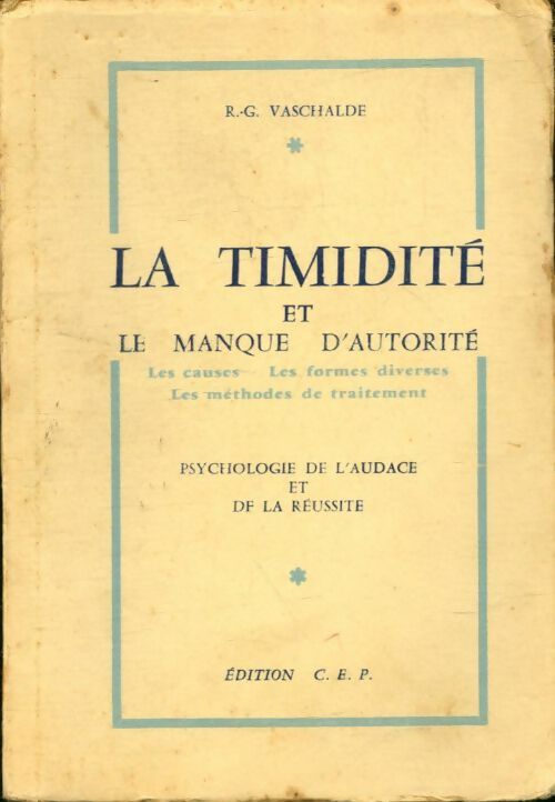 Livrenpoche : La timidité et le manque d'autorité - R.G. Vaschalde - Livre