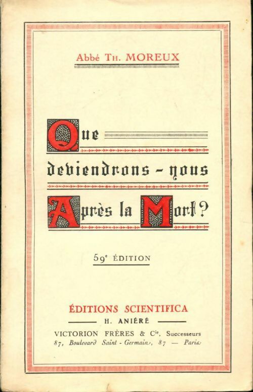 Livrenpoche : Que deviendrons-nous après la mort ? - Abbé Th. Moreux - Livre
