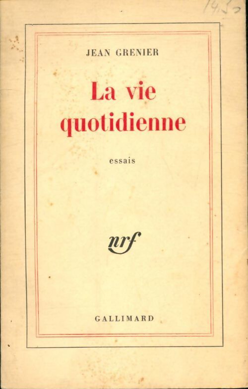 La vie quotidienne - Jean Grenier - Livre