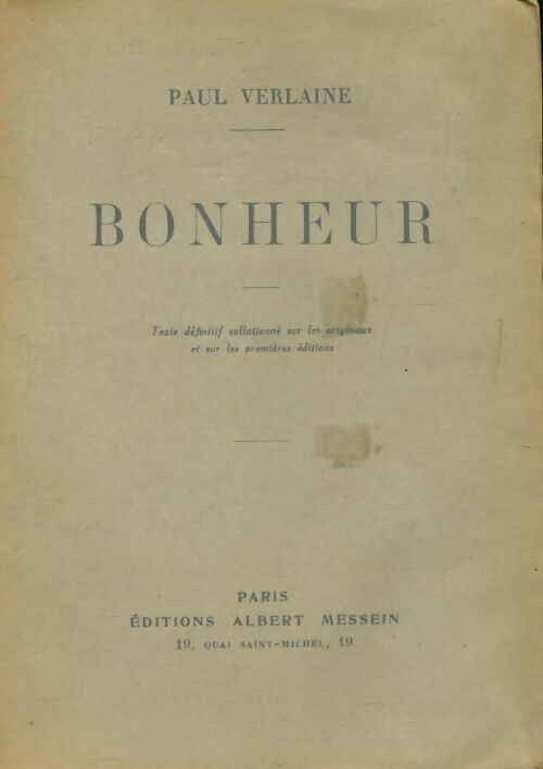 Livrenpoche : Bonheur - Paul Verlaine - Livre