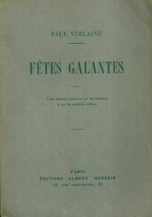 Livrenpoche : Fêtes galantes - Paul Verlaine - Livre