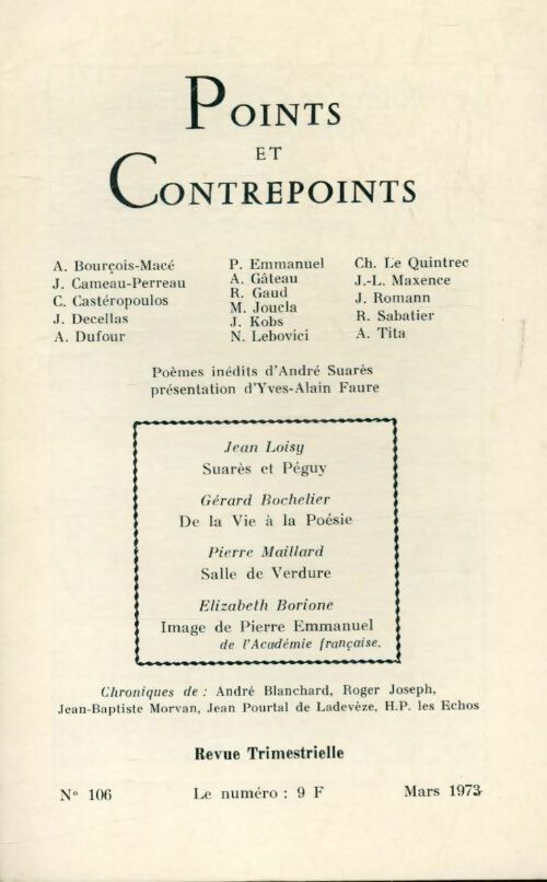 Livrenpoche : Points et contrepoints n°106 - Collectif - Livre