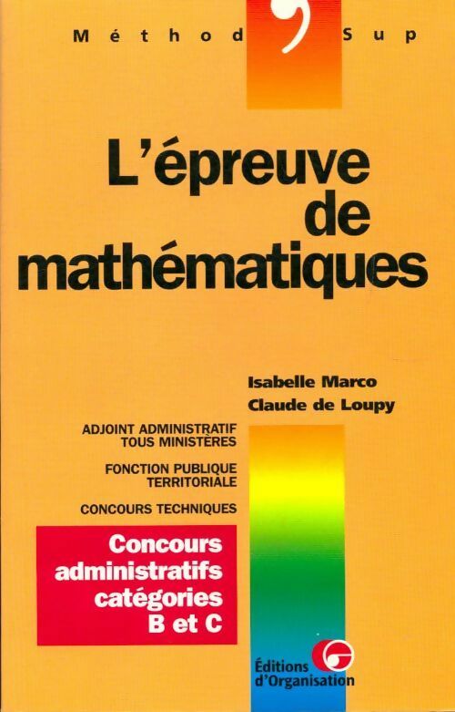 L'épreuve de mathématiques - Isabelle Marco -  Méthod'sup - Livre