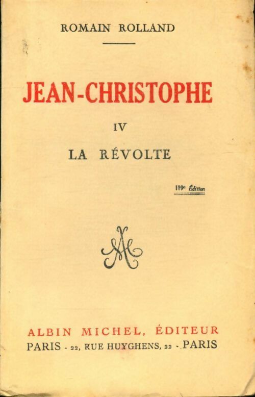 Livrenpoche : Jean-Christophe Tome IV : La révolte - Romain Rolland - Livre