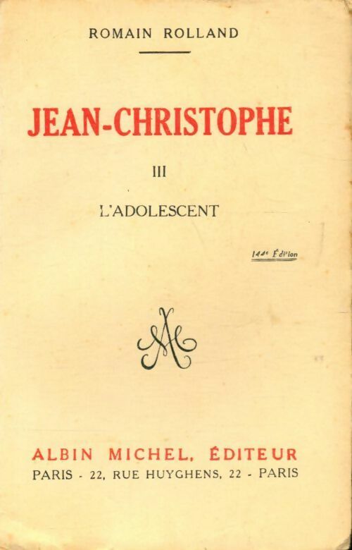 Livrenpoche : Jean-Christophe Tome III - Romain Rolland - Livre