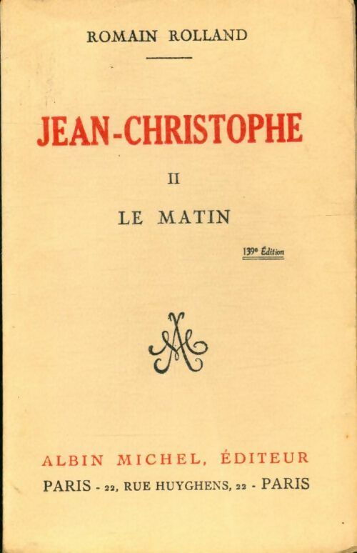 Livrenpoche : Jean-Christophe Tome II : Le matin - Romain Rolland - Livre