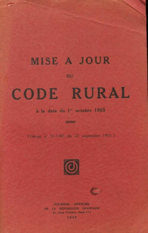 Livrenpoche : Mise à jour du code rural 1955 - Collectif - Livre