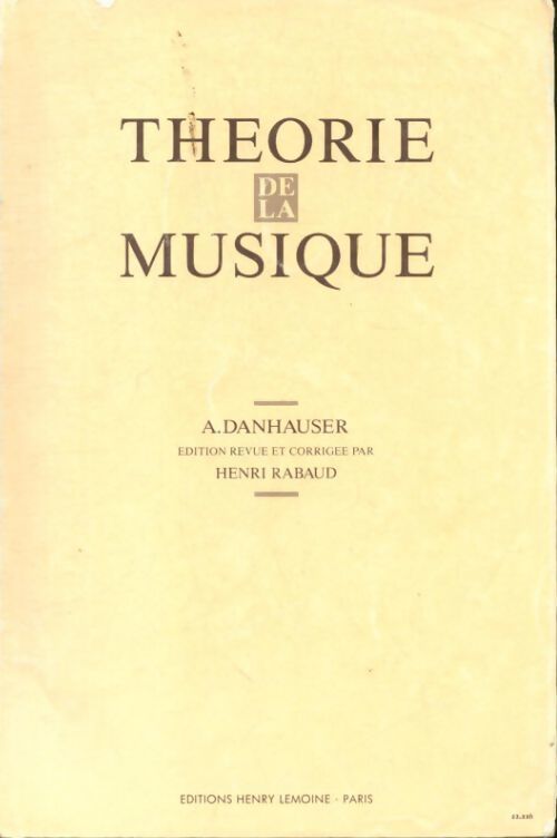 Théorie de la musique - A. Danhauser - Livre