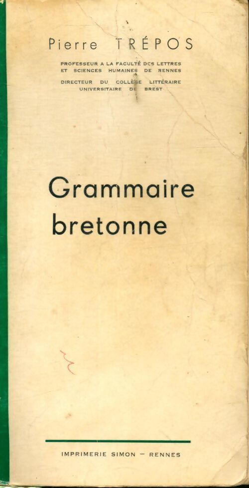 Livrenpoche : Grammaire bretonne - Pierre Trépos - Livre