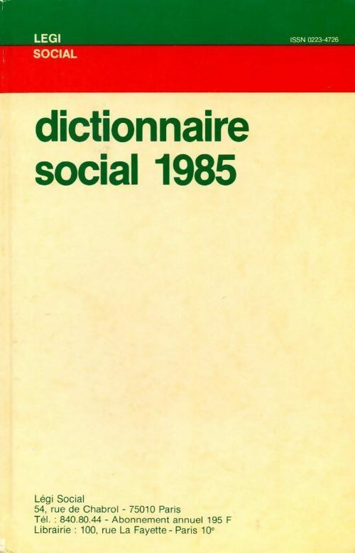 Livrenpoche : Dictionnaire social 1985 - Yves De La Villeguérin - Livre