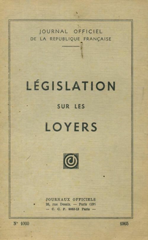 Livrenpoche : Législation sur les loyers - Collectif - Livre