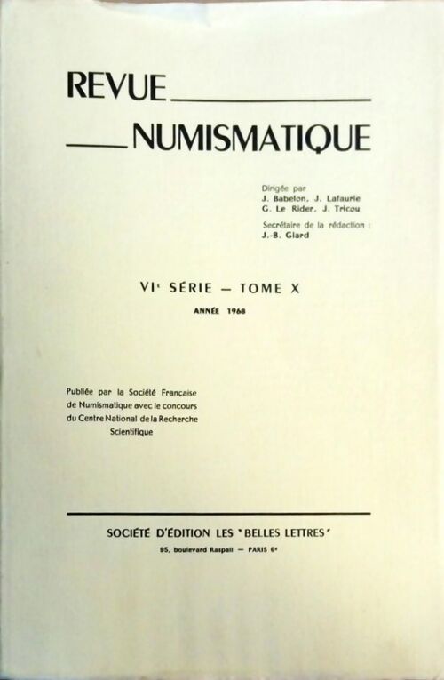 Livrenpoche : Revue numismatique VIe série Tome X 1968 - Collectif - Livre